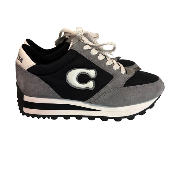 COACH Runner Non Tech Athletic Women Sneakers, Size 5.5 B Gray Black shoes - Picture 1 of 9